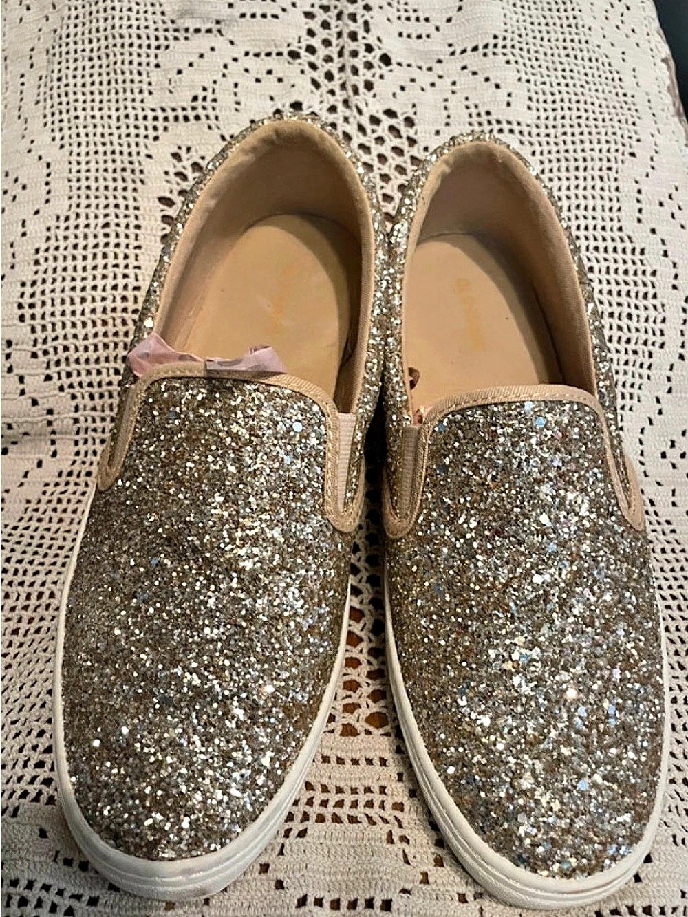 Old Navy Glitter Slip-On Sneakers in Gold
